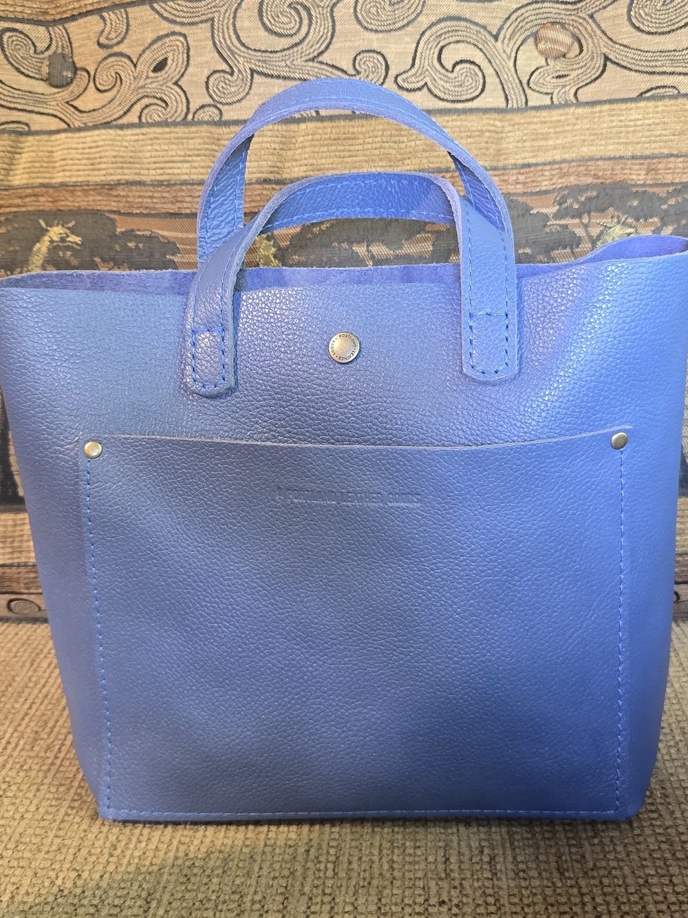 PLG Indigo Blue Leather Mini Crossbody Tote